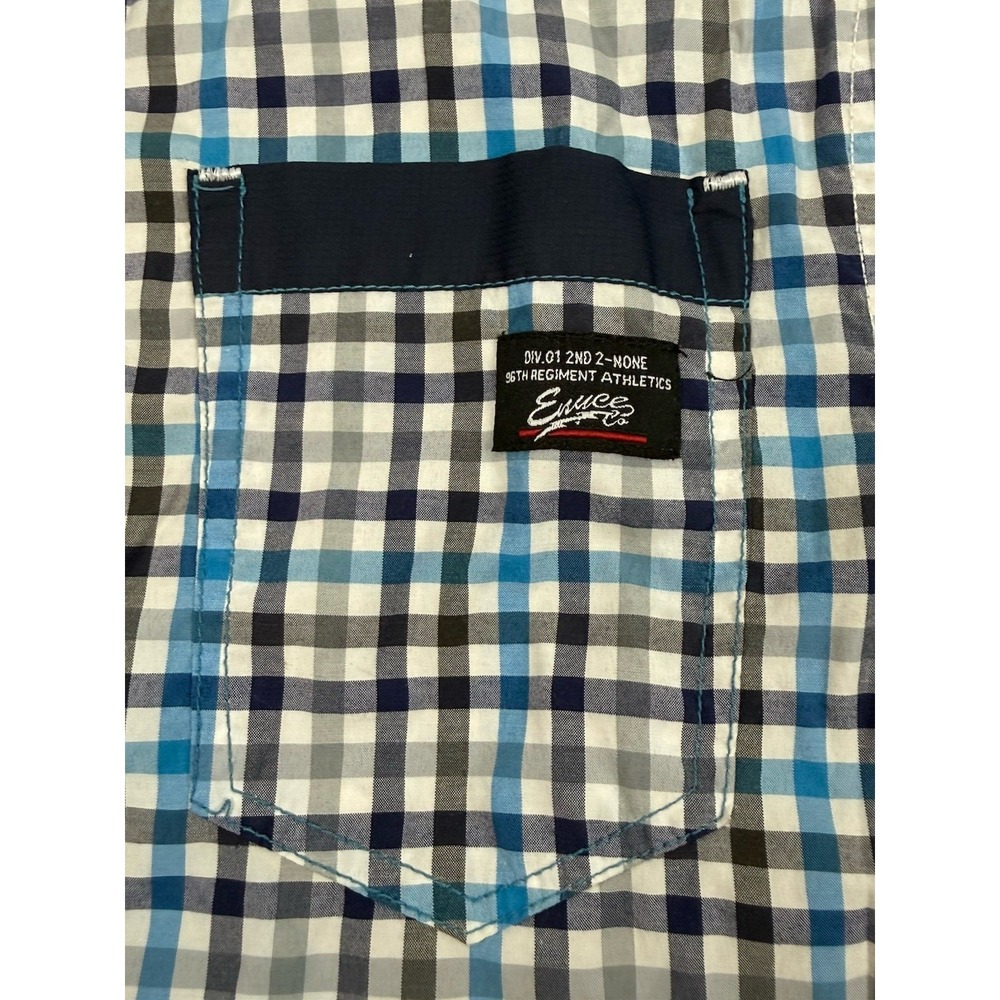 Enyce Shirt Mens Large Blue Plaid Short Sleeve Button Front Yoke Hip Hop Y2K - Picture 7 of 8